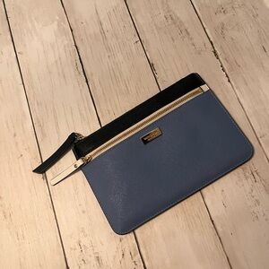 Kate Spade Blue wristlet/ wallet with Metallic Accents